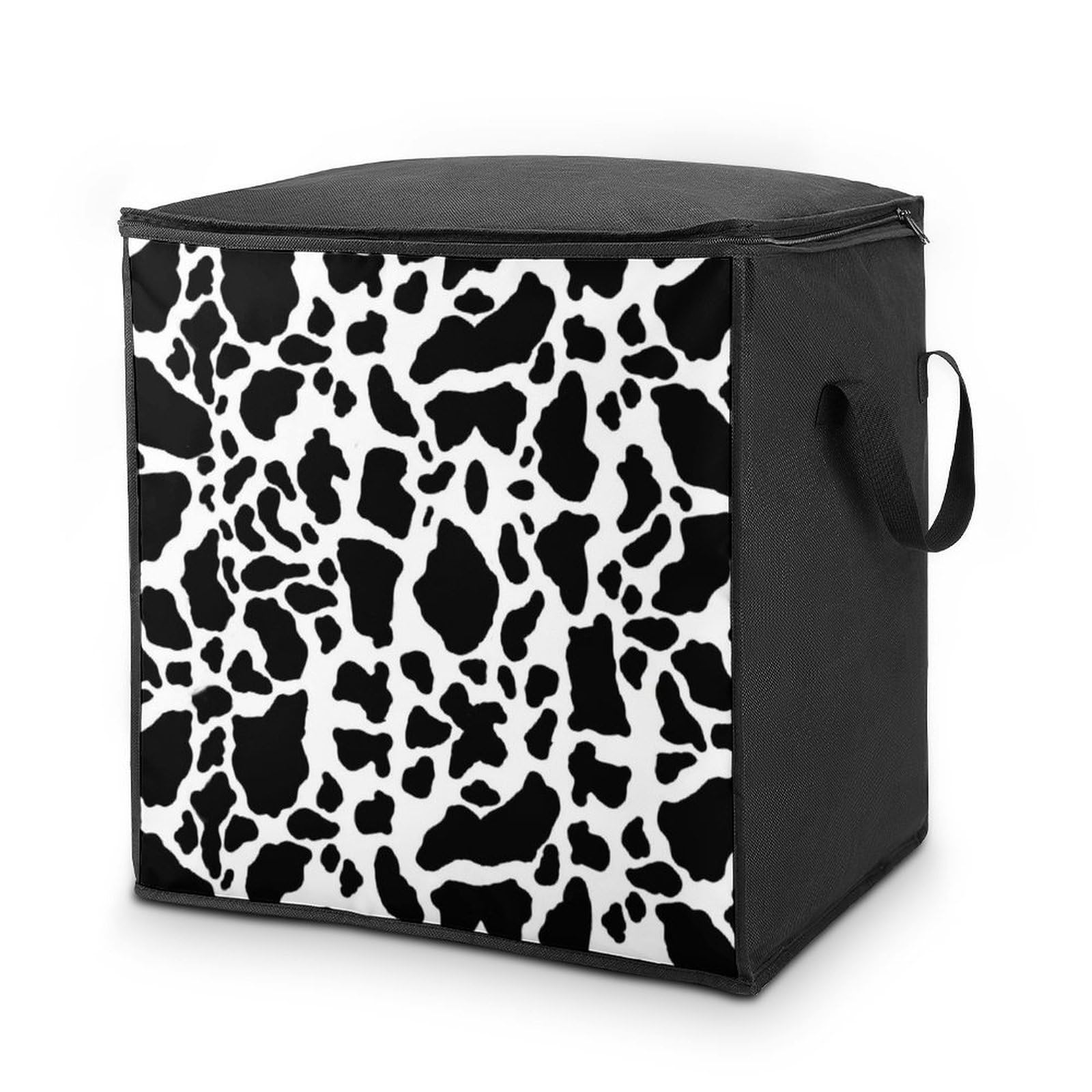 Wlntrophic 70L Storage Bags, Cow Print Storage Box with Lid Zipper And Handles, Clothes Bags for Quilt, Blankets, Bedding