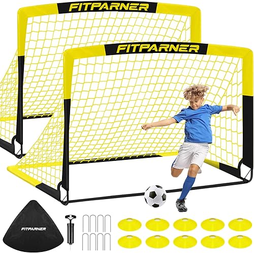 Miniatura 14 de Kids Soccer Goals for Backyard Set - 2 Pack of Portable Pop Up Soccer Nets with Ball,Cones,Complete Training Equipment Kit for Toddler,Youth,Kids
