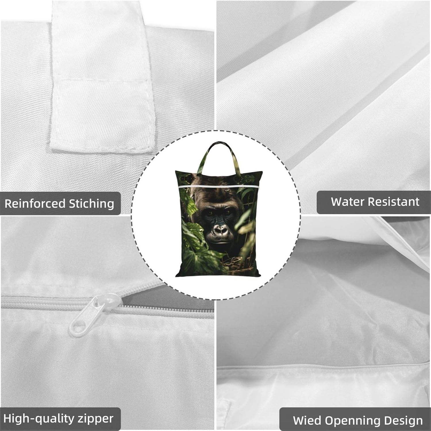 2PCS Travel Laundry Bag for Dirty Clothes, Foldable Waterproof Wet Dry Bag Gorilla Landscape Zippered Hanging Laundry Hamper with Handle Washable for Travel, Gym, Swimming Pool