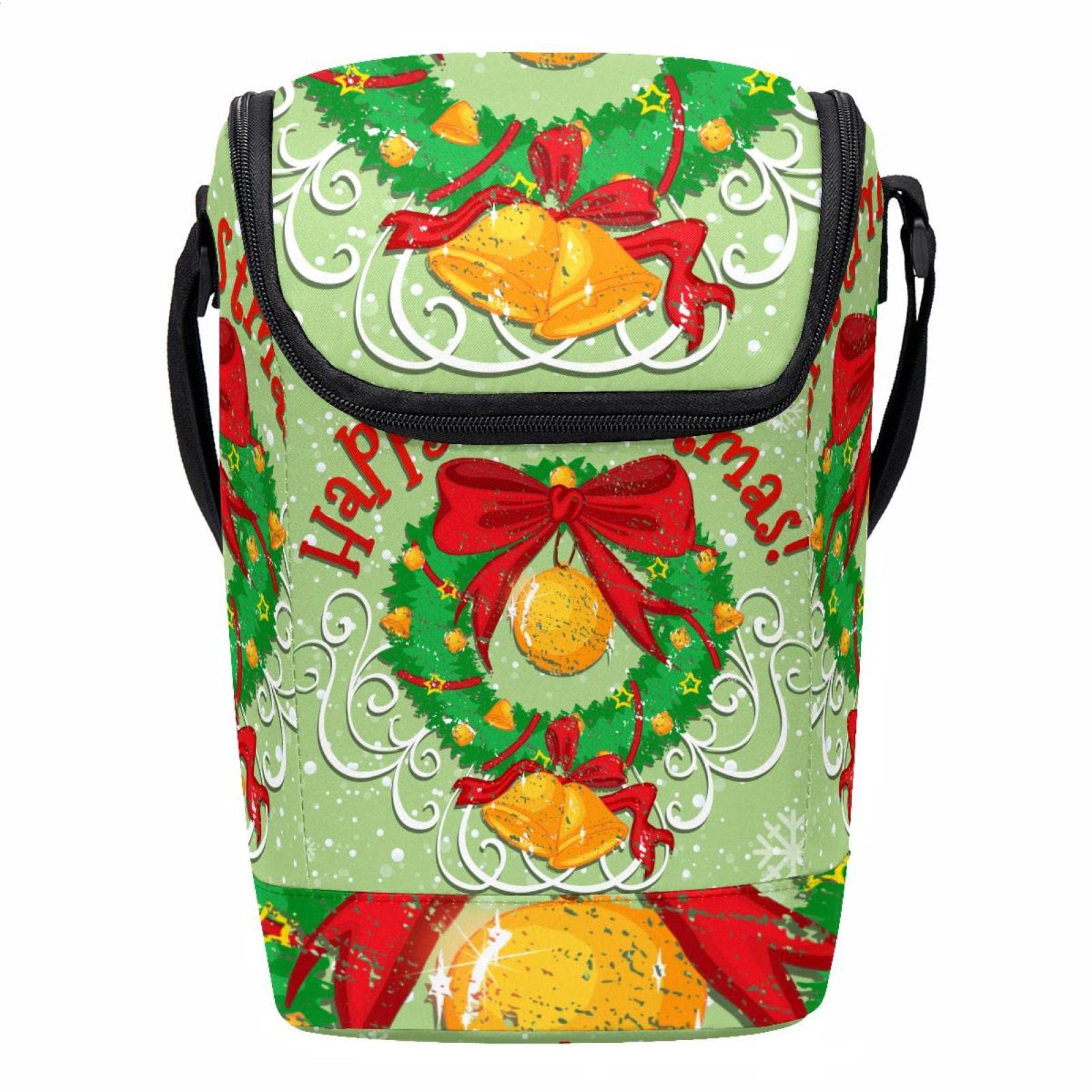Bolsa de almuerzo de Navidad verde con cremallera para la oficina y pícnics de invierno