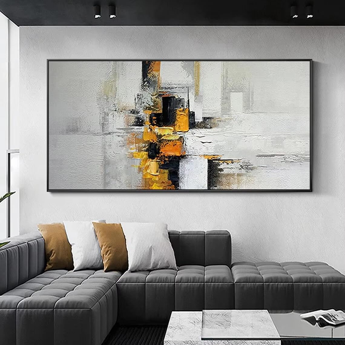IHHGNB 1pc Frameless Canvas Painting Abstract Wall Art Prints Texture Canvas Pictures for Living Room Home Decoration(20x40cm(8x16in)/No frame)