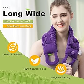 UNCN Long Heating pad for Neck and Shoulders Back 33 * 5.9 microwavable Large Moist Heat Pack Warm hot Compress Neck wrap Weighted Bag Massage Reusable Herbal Nature Calming Portable