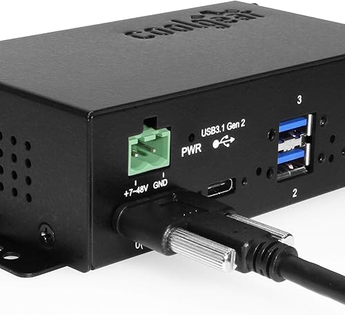 Miniatura 6 de Hub USB industrial 3.2 Gen 2 tipo C de 4 puertos con puertos de bloqueo de tornillo y LED de estado