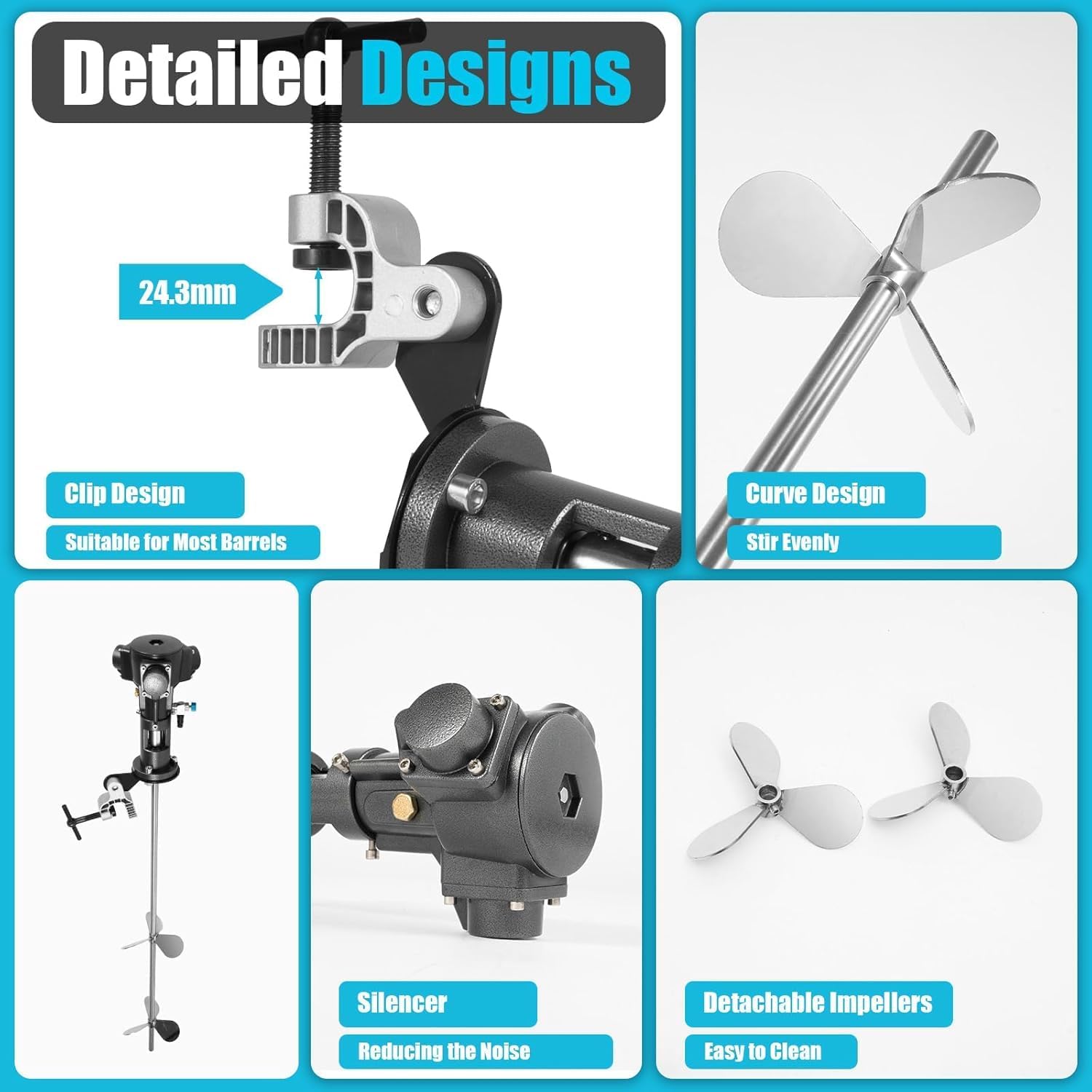 Pneumatic Mixer, 50 Gallon Pneumatic Automatic Paint Mixer,Tool Barrel Paint Mixer,50-2000rpm Stepless Speed