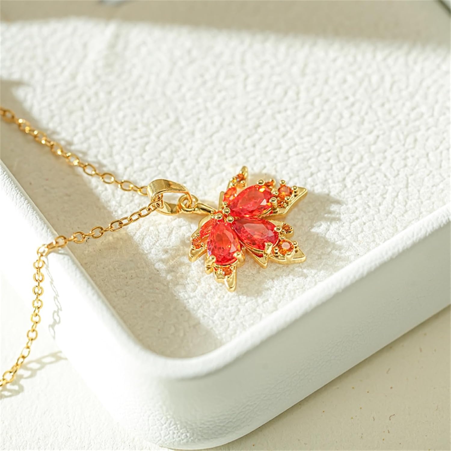 ONLYJUMP Maple Leaf Pendant Necklace for Women Dainty Rhinestone Adjustable Chain Necklaces Autumn Thanksgiving Christmas Party Holiday Jewelry Gifts - Image 4