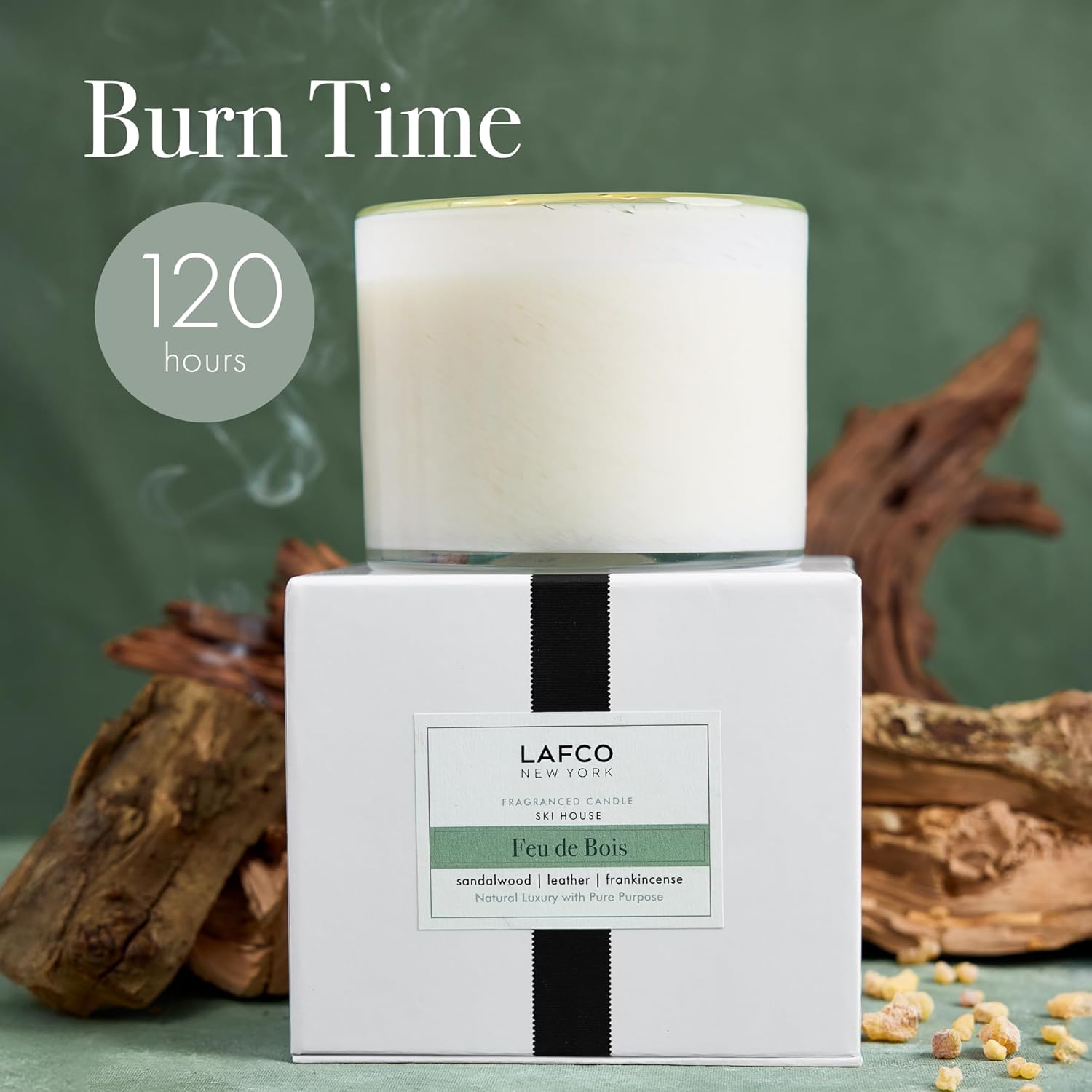 LAFCO New York 3-Wick Candle, Feu de Bois - 30 oz - 120-Hour Burn Time - Reusable, Hand Blown Glass Vessel - Made in The USA - Image 4