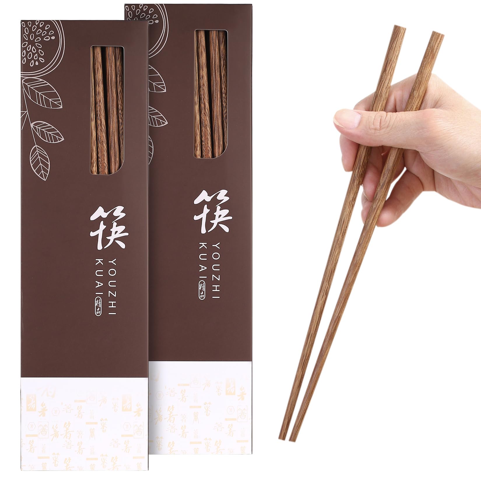 20 par drewnianych pałeczek do sushi, nadają się do mycia w zmywarce, chińskie pałeczki, drewniane pałeczki do gotowania, do sushi, makaronu ryżowego, azjatyckich potraw