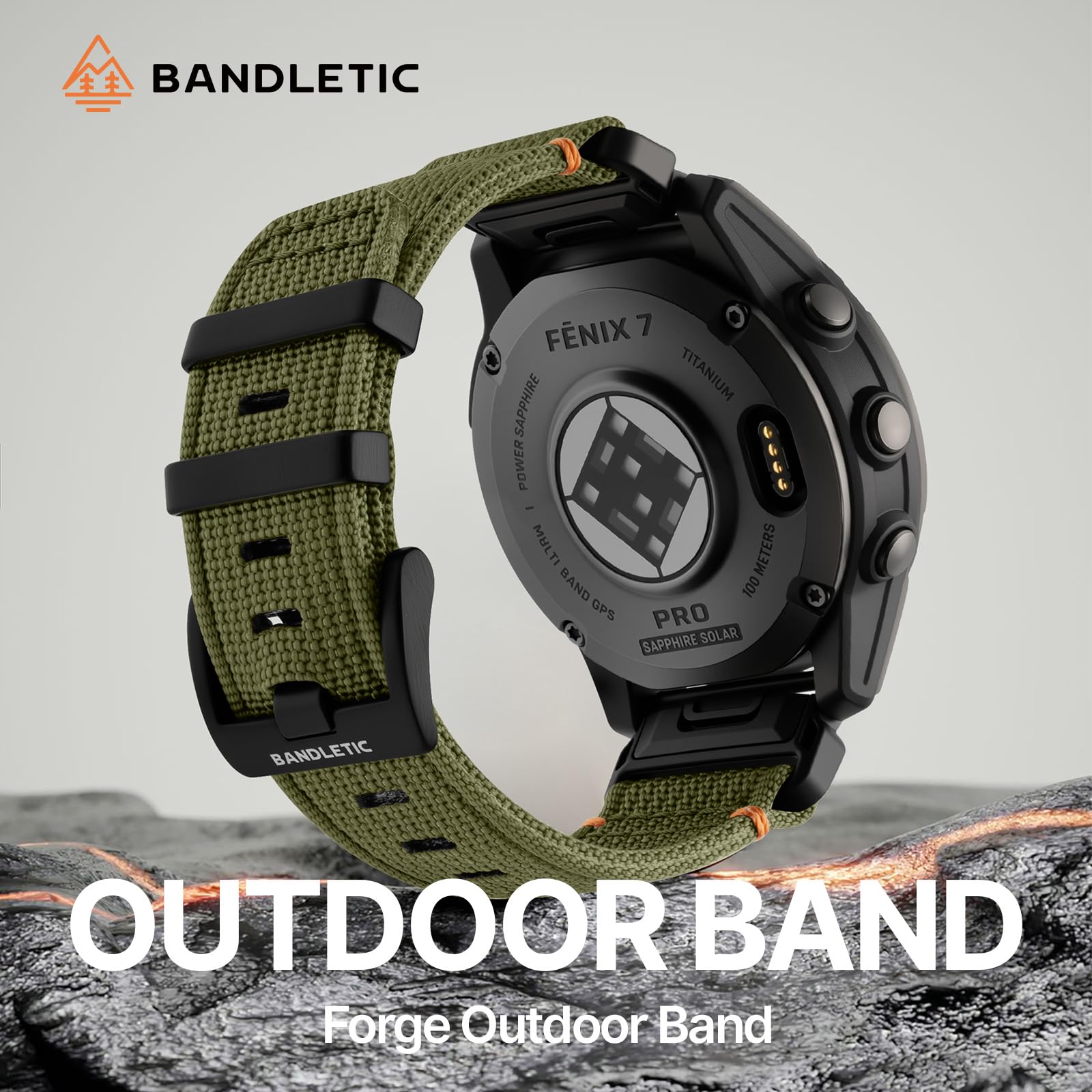 Bandletic 22mm 26mm QuickFit Cinturino Compatibile con Garmin Fenix 8 47mm/51mm, per Fenix 7/6/5/3, Cinturino in Nylon per Epix/Forerunner/Instinct/Enduro/Tactix/Descent/Quatix/Tactical/Tide/Solar - 3