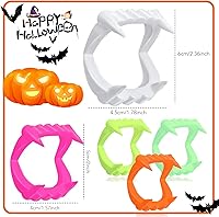 Vista 2 de Boao 60 piezas de dientes de vampiro de Halloween a granel, colmillos de vampiro de plástico, dientes falsos de color brillante, accesorios