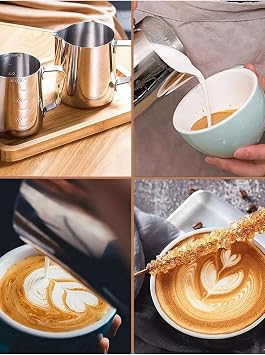 Transformacion 350 ML Mililitre Ölçülü Süt Köpürtme Sürahisi Pitcher Barista Süt Potu Endüstriyel Paslanmaz Çelik 722675