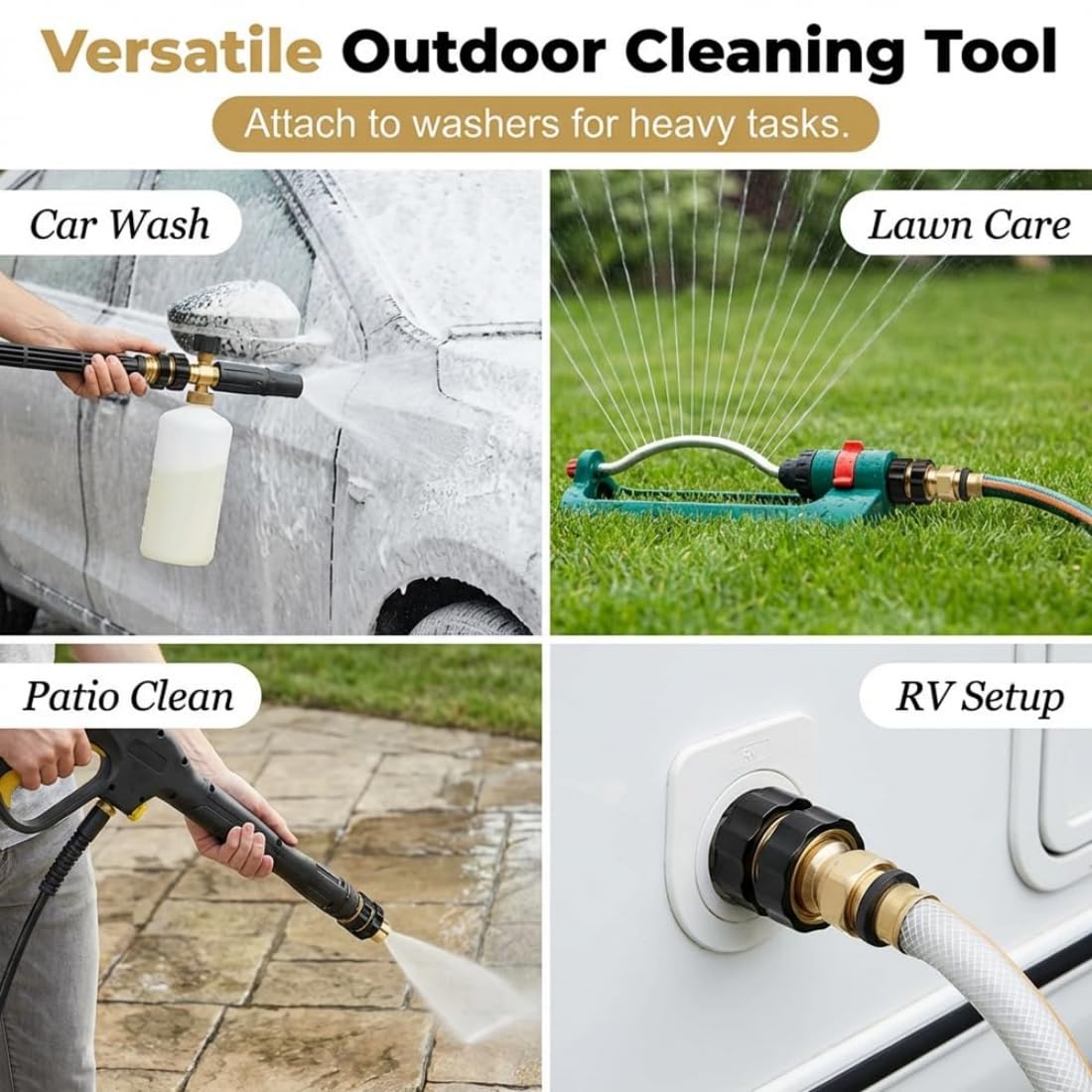 Connettore rapido per tubo da giardino da 3/4", raccordi per tubi a connessione rapida, raccordi a connessione rapida, adattatore per tubo dell'acqua a sgancio rapido maschio e femmina (4 pezzi)