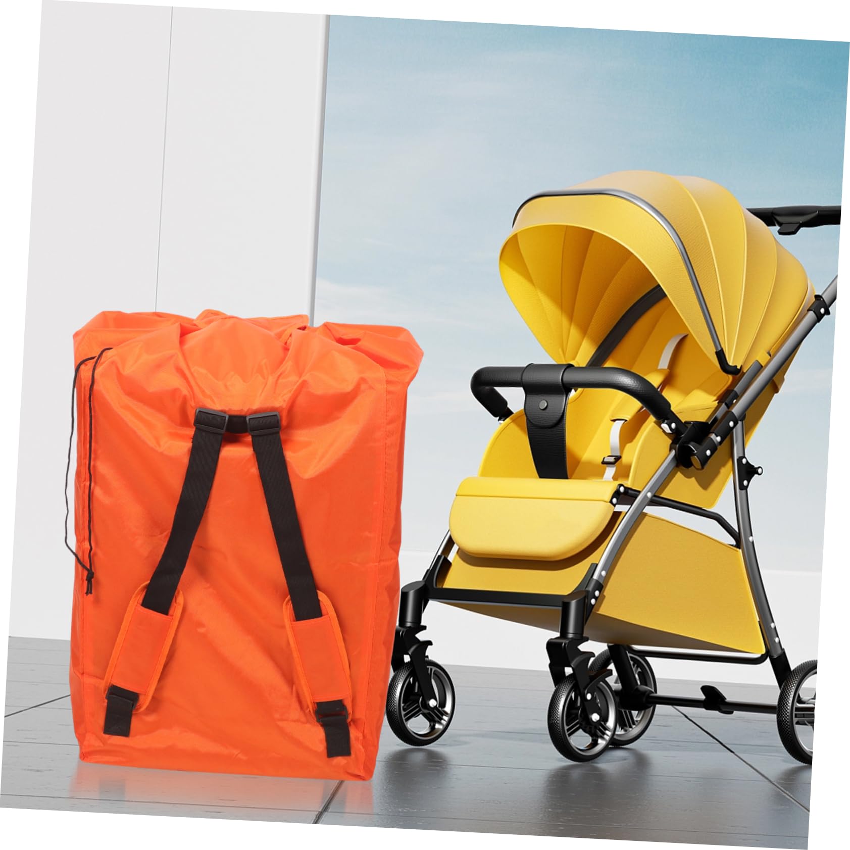 Tasche Kinderwagen Reiseabdeckung, Große Oxford Stoff Tasche, 1 Stück | Orange, Spritzwassergeschützt und Faltbar, Leicht und Tragbar für Unterwegs