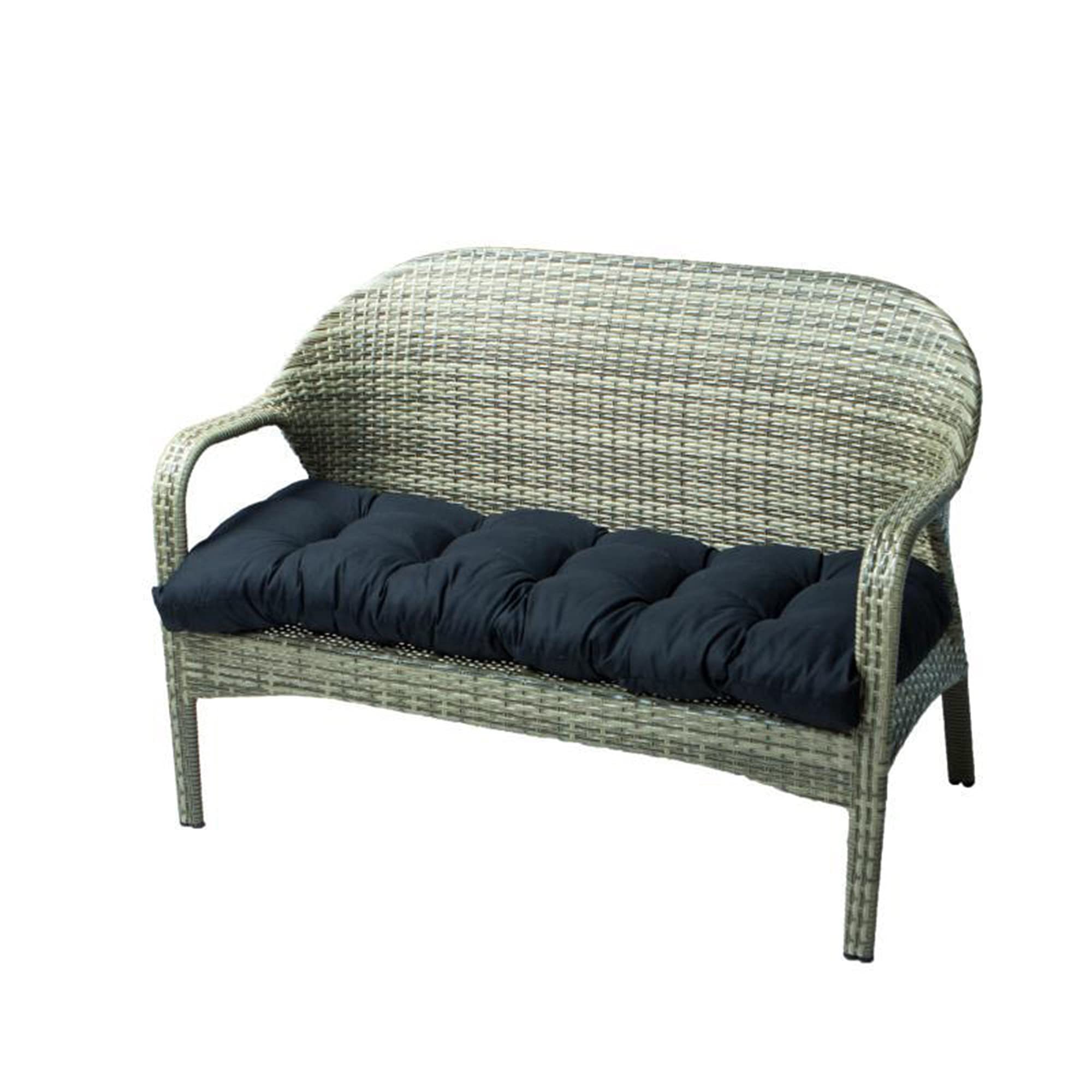 Coussin de banc 2-3 places noir 130x50 cm avec attaches pour jardin