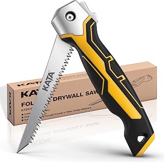 KATA Folding Drywall Jab Saw with Soft Grip Handle, 7TPI Triple Teeth 65Mn Steel Blade for Drywall, Plywood, Sheetrock & PVC