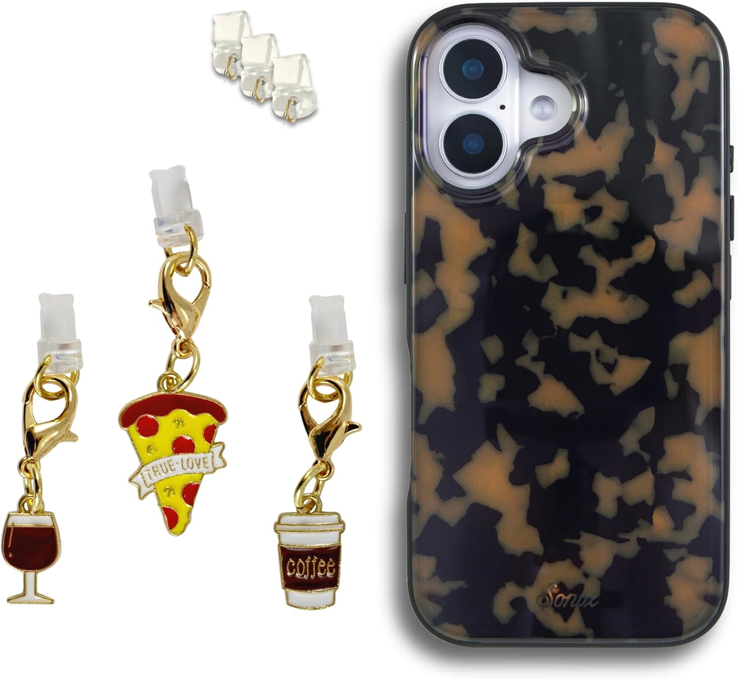 Sonix Case + Charging Port Charms (3 Pack) - Friday Essentials for iPhone 17 | Brown Tort