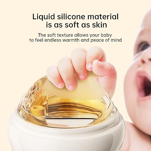 Miniatura 4 de Biberón de cristal natural para lactancia, con sistema de ventilación anticólicos, sin BPA, biberón de cuello ancho de 3 onzas con tetina de flujo