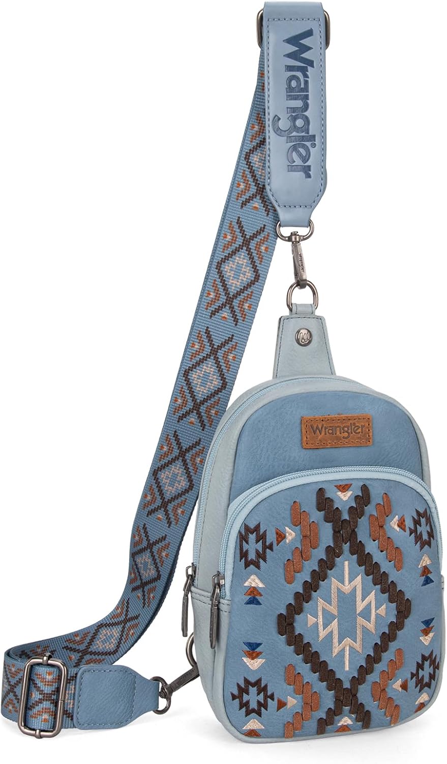 Wrangler Aztec Crossbody Sling Bag for Women Fanny Pack Shoulder Chest Bag Purse