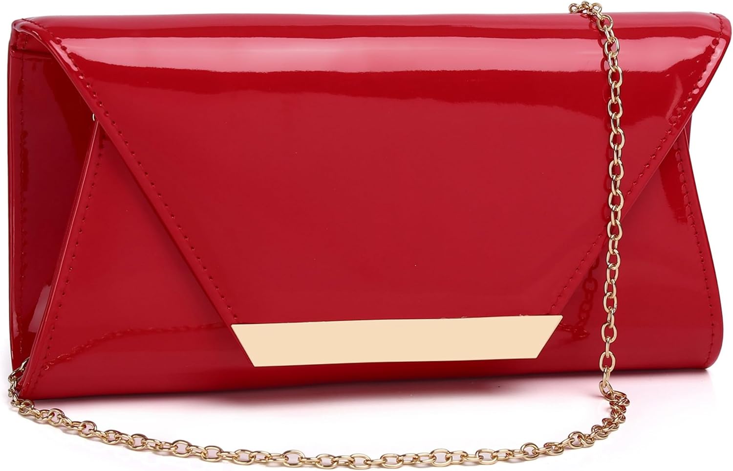 Gurina Elegant Patent Leather Clutch Purse for Women, Formal Evening Clutch Bag with Chain for Wedding Party Prom