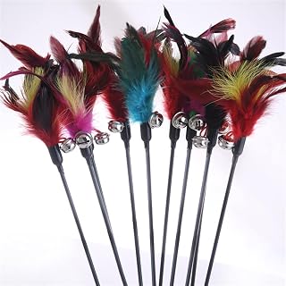 ZoiKoM Juguetes para gatos Juguetes para gatos de color aleatorio Hacer un palo de gato pluma de color negro poste como pájaros con campana pequeña natural 1 pieza (color: 5 piezas)