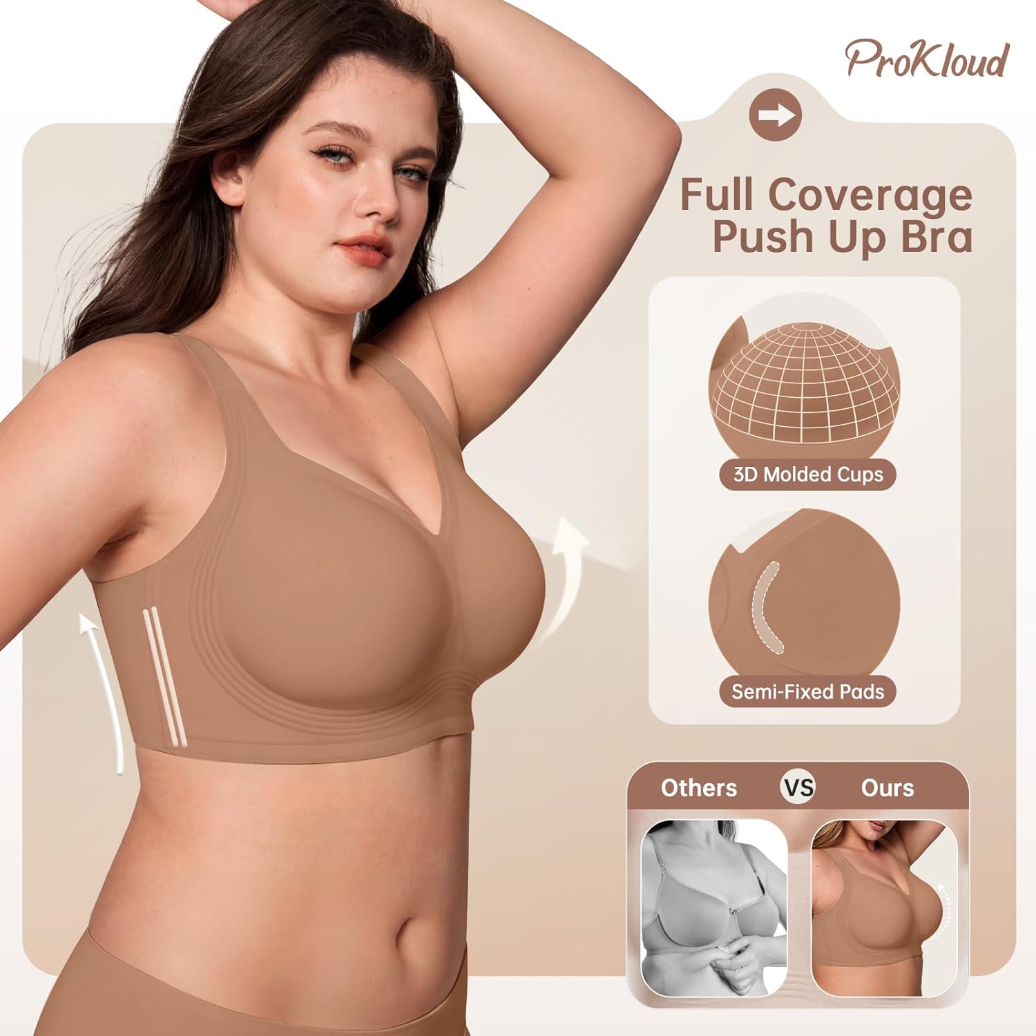 Jelly Bras for Women No Underwire Wireless Bra with Support and Lift Full Coverage Plus Size Comfy Seamless Bra - Image 3