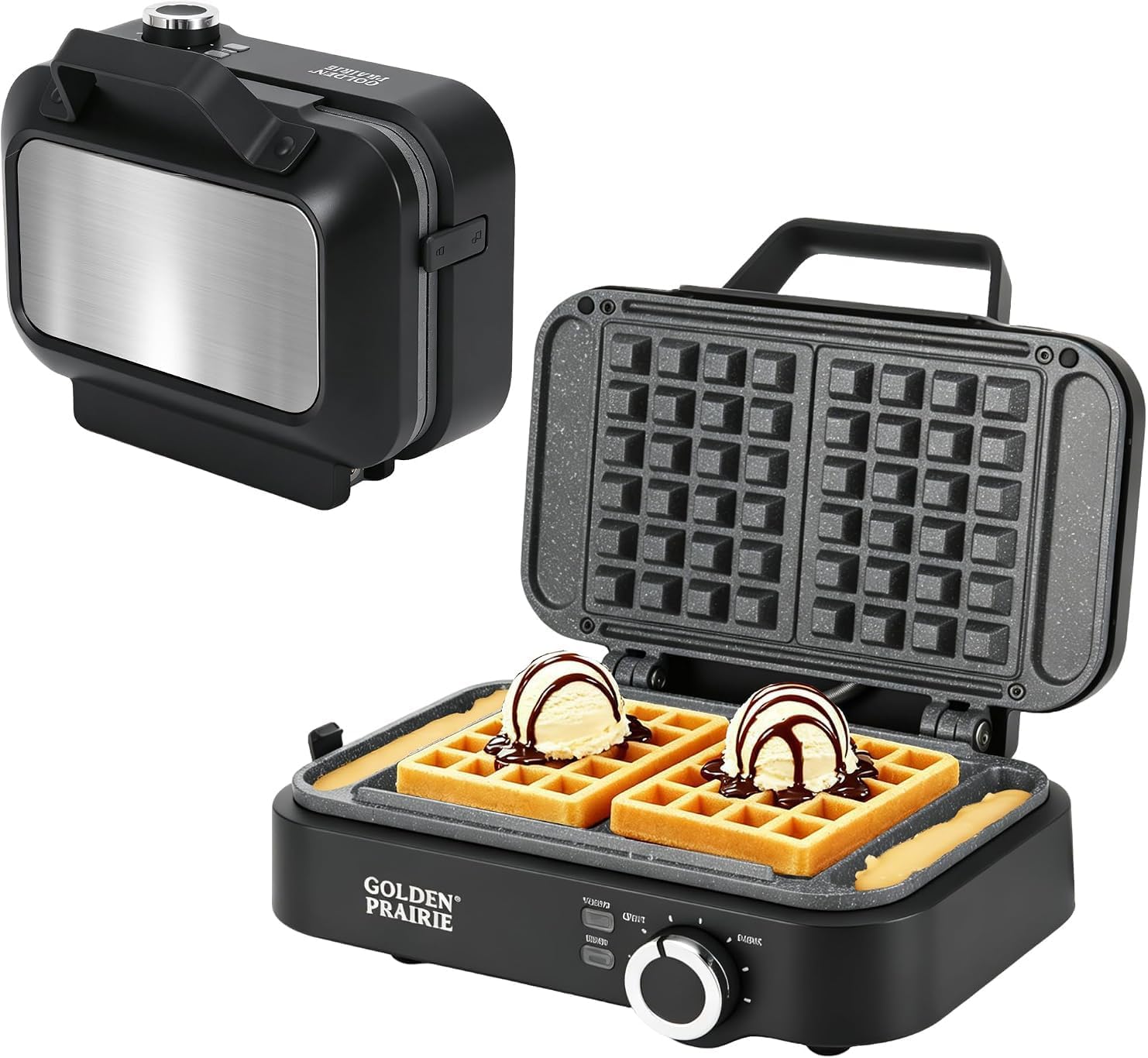 Belgian Waffle Maker,Wide Anti-Overflow Channel and Ceramic-Coated Plates