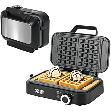 Belgian Waffle Maker,Wide Anti-Overflow Channel and Ceramic-Coated Plates