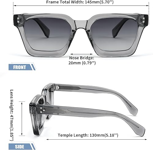 Miniatura 6 de FEISEDY Gafas de sol polarizadas para hombre y mujer, marco grueso cuadrado, rectangular, UV400, gafas de sol B2396