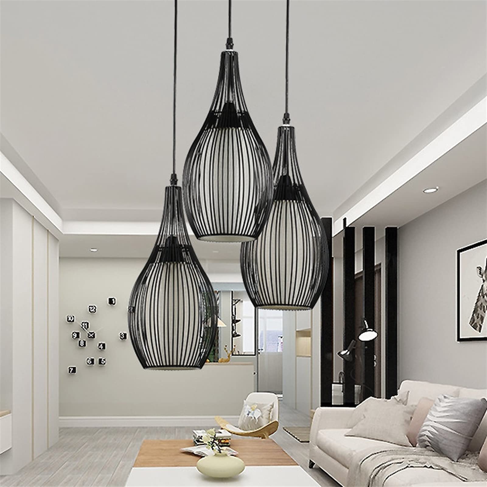 Lampadario Sospensione BBHome 3 Luci - Stile Industriale Per Sala Da Pranzo - Foto 9