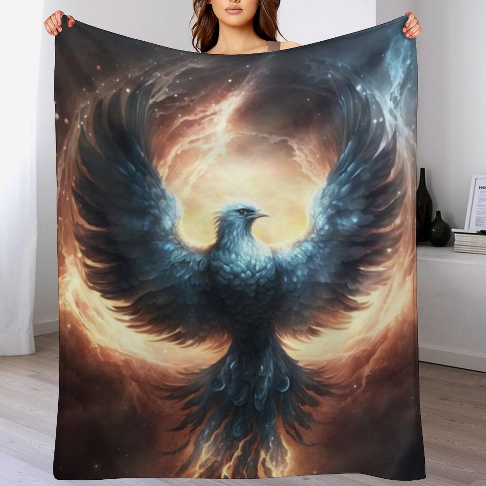 Couverture polaire aigle en peluche flannel douce et moelleuse pour lit et canapé 150x200cm