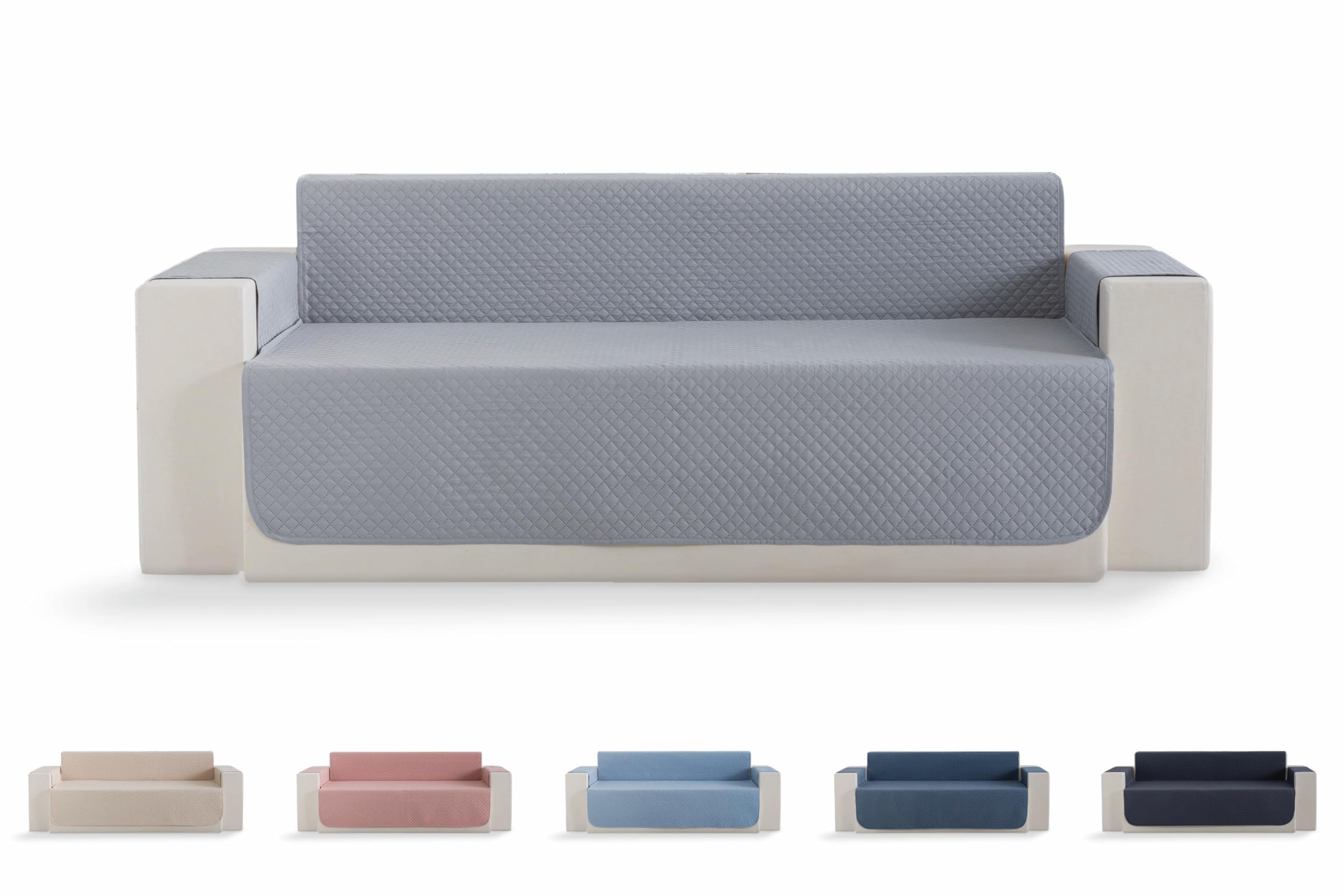 Todocama Sofa Cover, Sofa Cover, Quilted Rhombus Protector, Breathable, Easy to Clean, (Light Grey, 3 Seater Sofa)