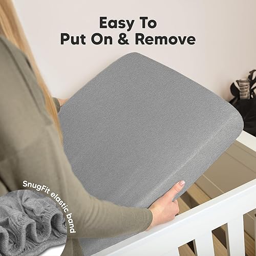 Miniatura 6 de Paquete de 2 sábanas orgánicas para cuna para niños, niñas, sábana bajera ajustable de jersey, sábanas neutrales para cuna, sábana de colchón para