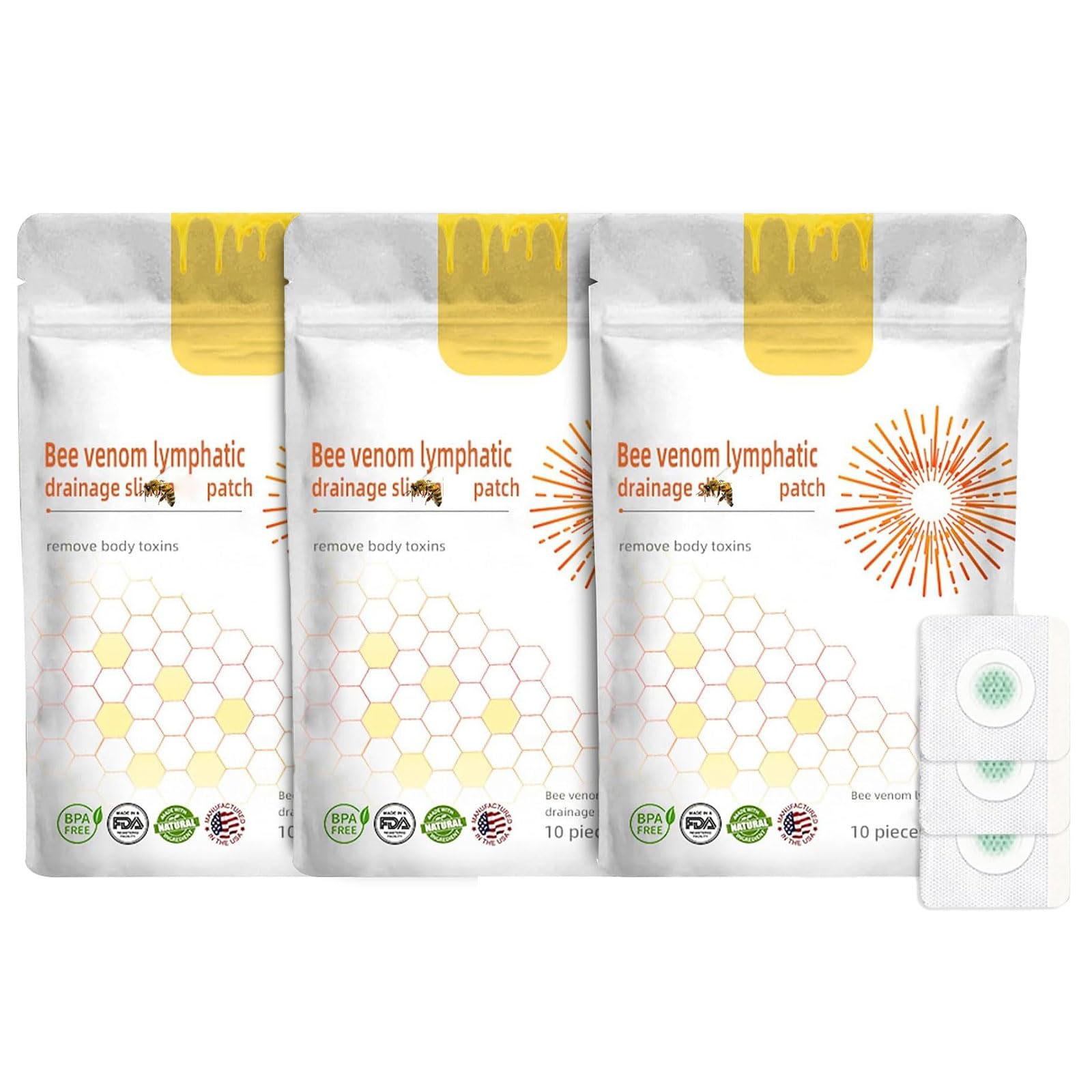 ShefaveBee Venom 30 Pieces Lymphatic Drainage Plasters, Bee Venom Patch, Flower-shaped Bee Venom Patch, Safety Mild Plasters, Bee Venom Patches, Bee Venom Patches,