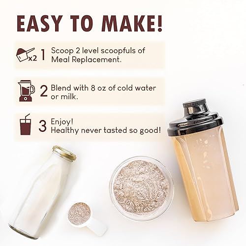 Miniatura 6 de Batido de reemplazo de comidas para mujeres con sabor a chocolate, 0.55 onzas de polvo de alto contenido proteico a base de plantas, pre y