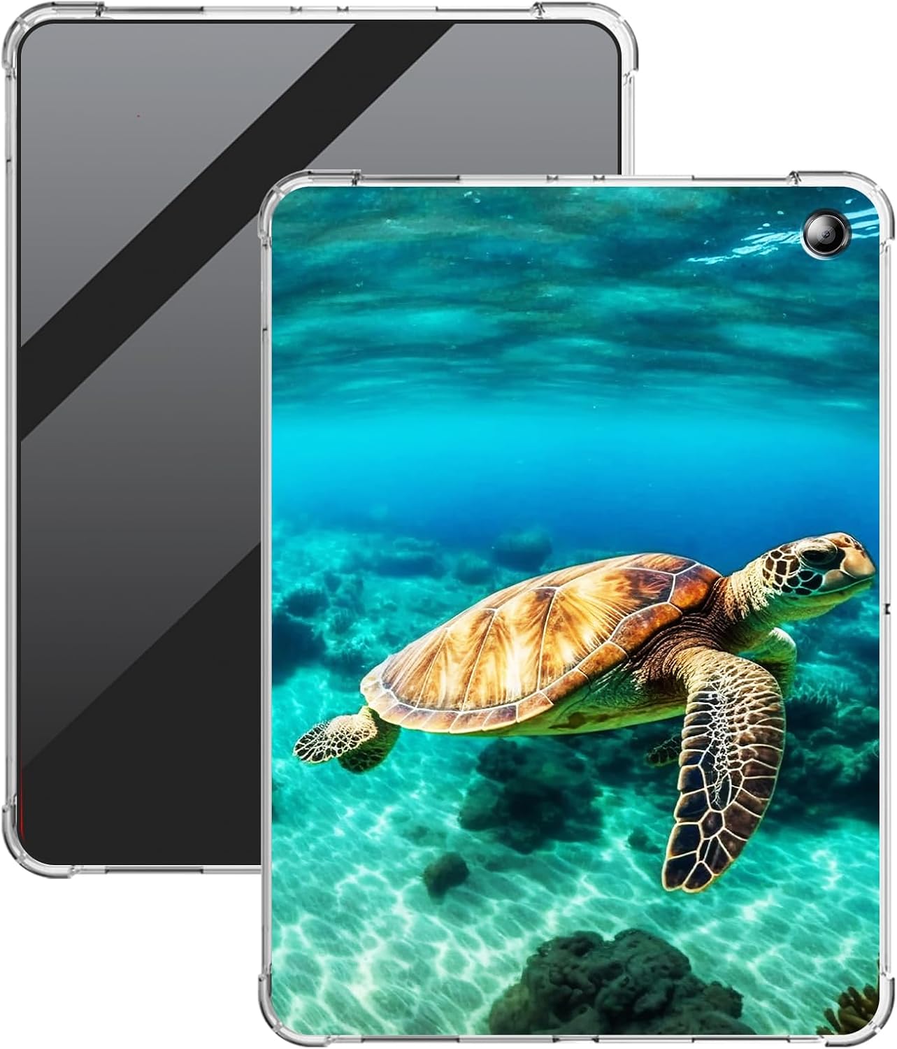 Sea Turtle Clear Case for Kindle Fire HD 10 Tablet (13th Generation, 2023 Release) 10.1" Tablet Lightweight Transparent TPU Shockproof Protective Cover