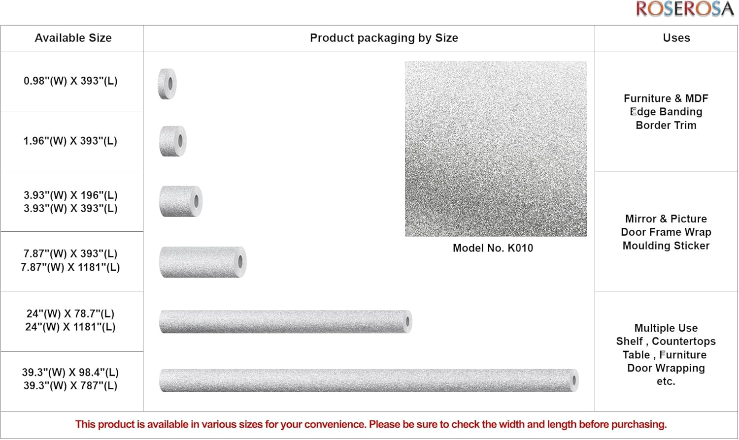 ROSEROSA Peel and Stick Glitter Sand Textured Architectural Film Self-Adhesive Vinyl Wrap Interior Decoration Furniture Refurbishment Wall Covering Border Molding Trim K010