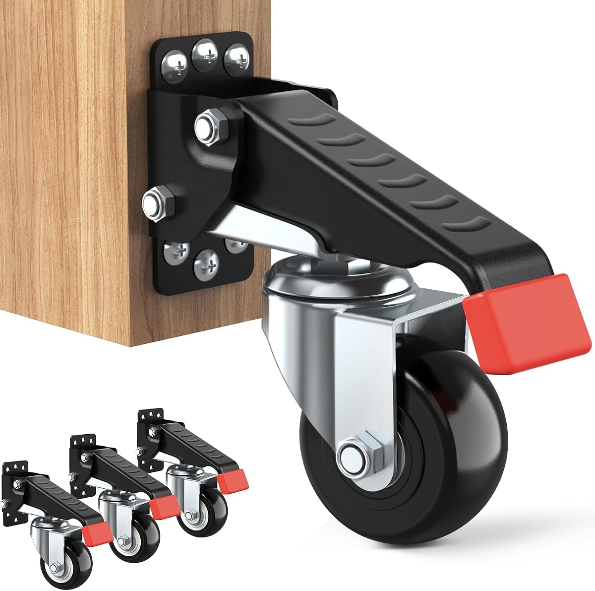 SPACEKEEPER Juego de ruedas para banco de trabajo, ruedas retráctiles de 720 libras, ruedas para banco de trabajo pesado, ruedas para banco de trabajo retráctiles montadas lateralmente, diseñadas para bancos de trabajo, maquinaria y mesas, paquete de 4 | Ruedas para banco de trabajo pesado Ruedas para banco de trabajo retráctiles montadas lateralmente diseñadas para bancos de trabajo Maquinaria y mesas
