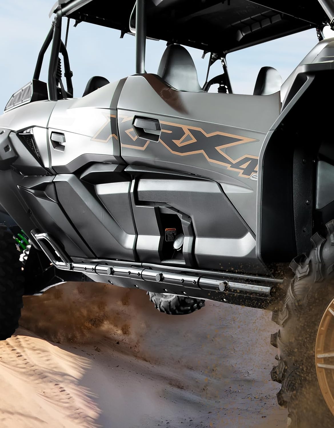 Nerf Bars Rock Sliders Compatible with Kawasaki Teryx KRX4 1000 2023-2025, Left & Right Side Steps Tree Kickers, Heavy Duty Steel Combined Side Bumper Protector Guard (4 Seat)