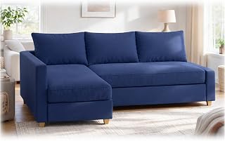 Durable Polyester Flax Friheten Sleeper Sofa Cover Replacement is Custom Made for IKEA Friheten Sofa Bed, Or Corner, Or Sectional Slipcover. Sofa Cover Only (Polyester Blue Right Arm Longer)