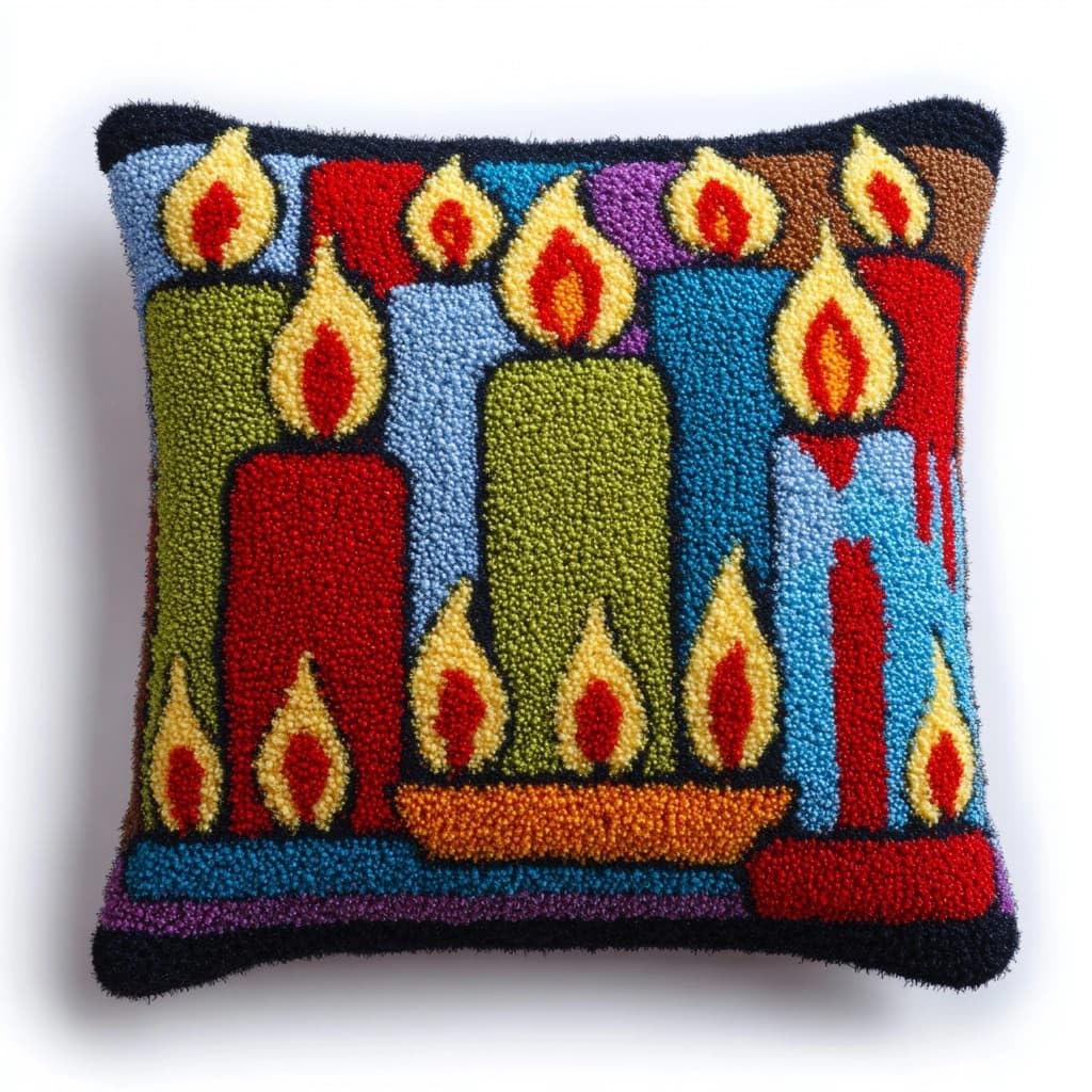 Henypt Latch Hook Cushions Kits Candle