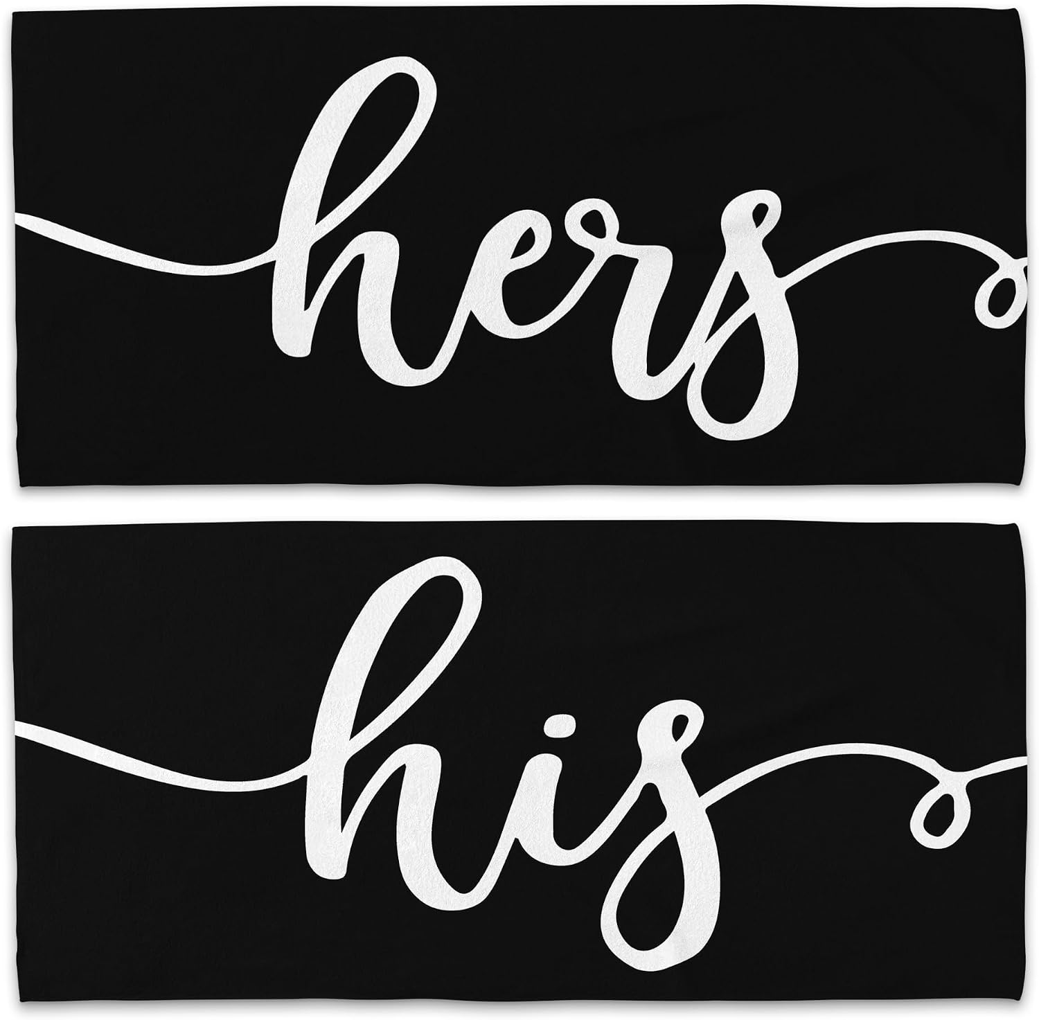 Hers and His Beach Towel Set of 2, Honeymoon Wedding Beach Towels Gifts for Newlywed Couple Bride Groom Valentine's Day, Black Beach Towels Oversized Decor for Bathroom 30x60 in