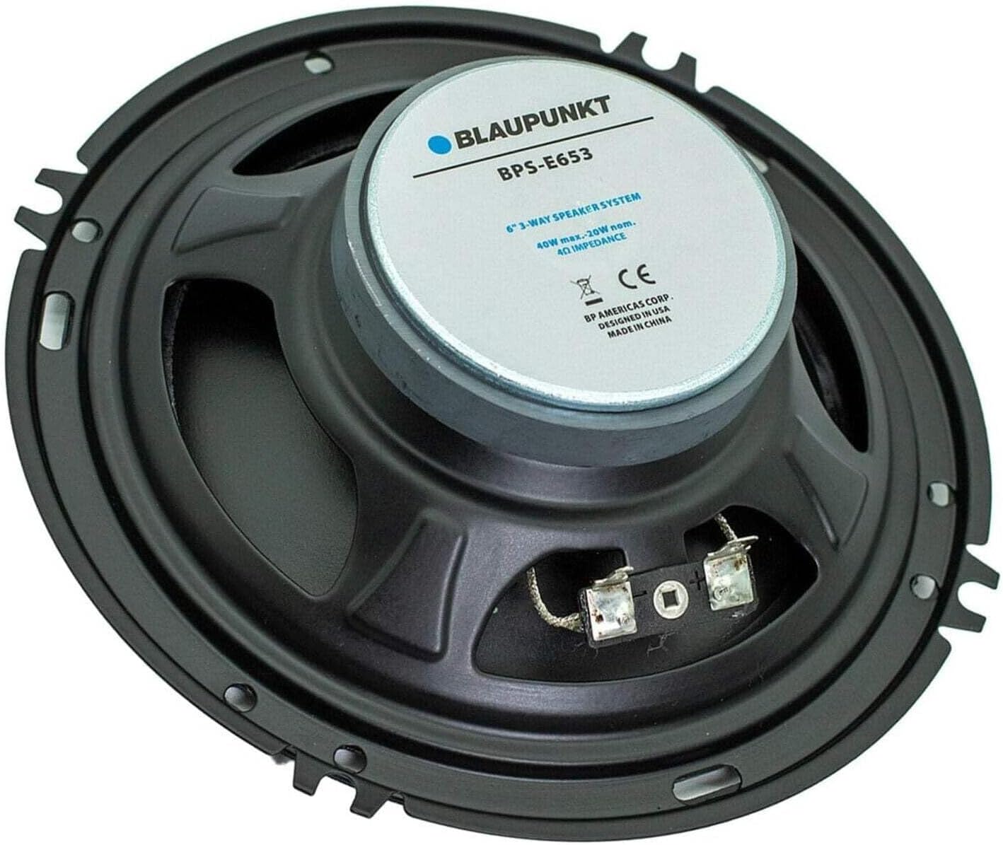 BLAUPUNKT BPS-E653 6.5" 3-Way Car Speakers 80W with Enhanced Clarity - Efficient Design, Durable Build, Easy Installation – Pair Bundle with Gravity Magnet Phone Holder