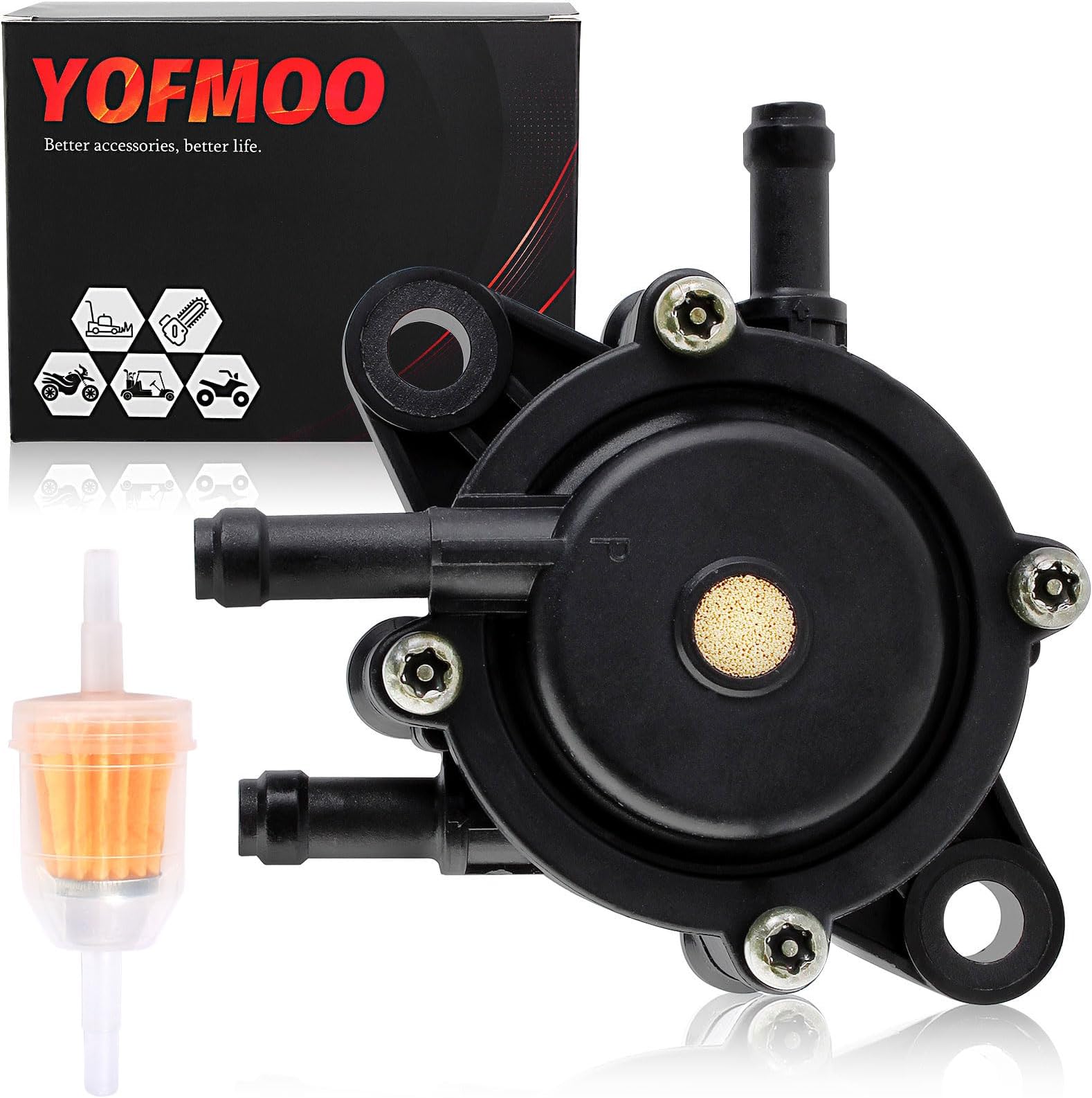 Fuel Pump Compatible with EZGO Gas Club Car Golf Cart 295cc 350cc Robin 4-cycle Engine Kawasaki FE290 FE350 TXT RXV ST Medalist Yamaha G16-G19 G20 G22 G29 Kawasaki 2003-2008 72873G01