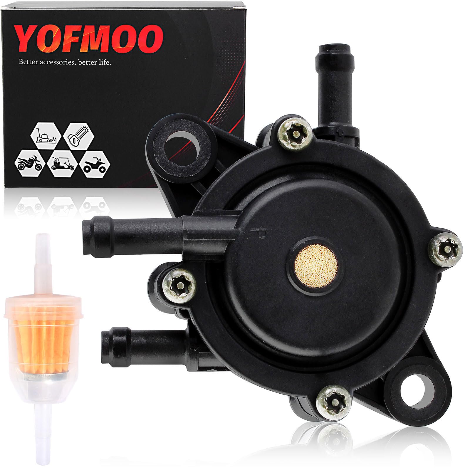 Fuel Pump Compatible with EZGO Gas Club Car Golf Cart 295cc 350cc Robin 4-cycle Engine Kawasaki FE290 FE350 TXT RXV ST Medalist Yamaha G16-G19 G20 G22 G29 Kawasaki 2003-2008 72873G01