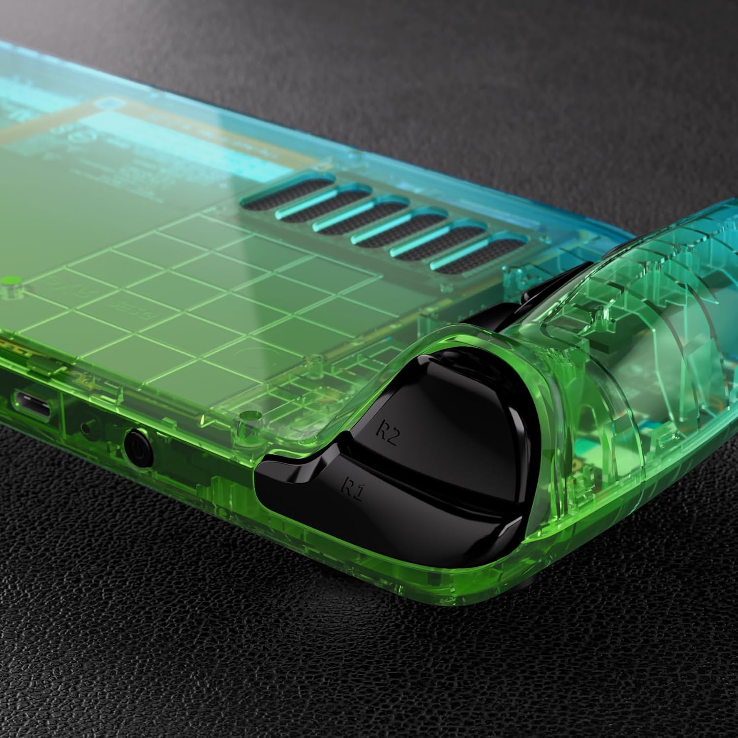 eXtremeRate Gradient Translucent Green Blue Custom Faceplate Back Plate Shell for Steam Deck, Handheld Replacement Housing Case, DIY Full Set Shell w/Buttons for Steam Deck LCD - Console Without