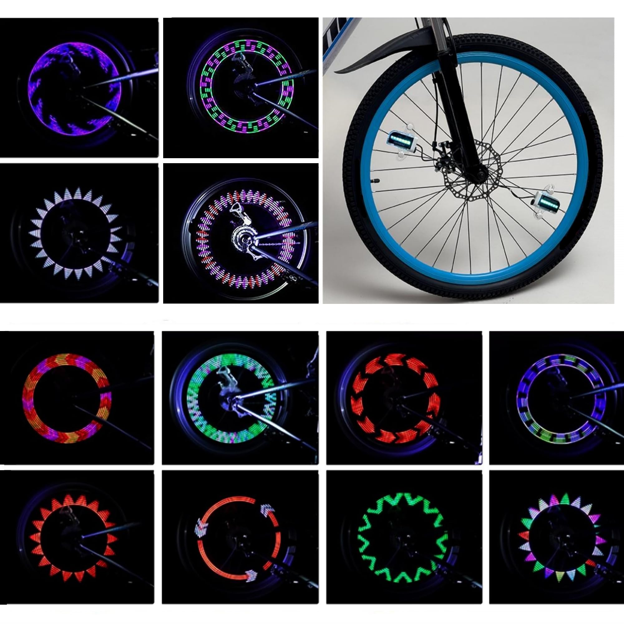DAWAY LED Bike Wheel Lights - A12 Waterproof Cool Bicycle Tire Light, Safety Spoke Lights for Kids Boys Girls Men Women, 30 Fun Bright Patterns, Auto