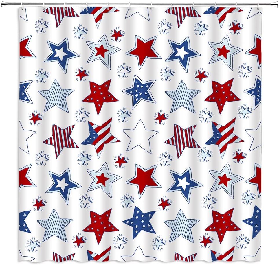 Whaline 12-Pack Patriotic Stars Shower Curtain Hooks - Red, White & Blue 4th Of July Decor, Resin With Metal Hooks For Bathroom, Living Room - View #8