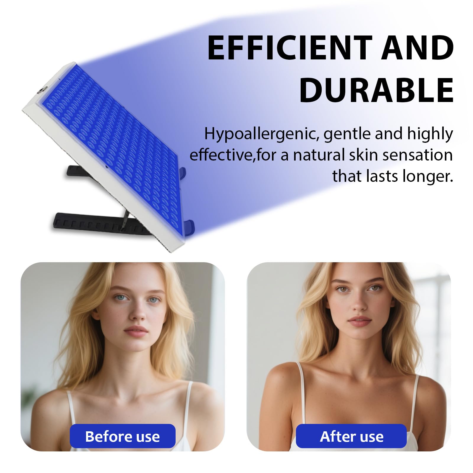 Lampe de bronzage solaire portable pour la maison, bronzage du visage, lumière du jour pour le visage et le corps, pour la maison avec support réglable et crochets de suspension (bleu)