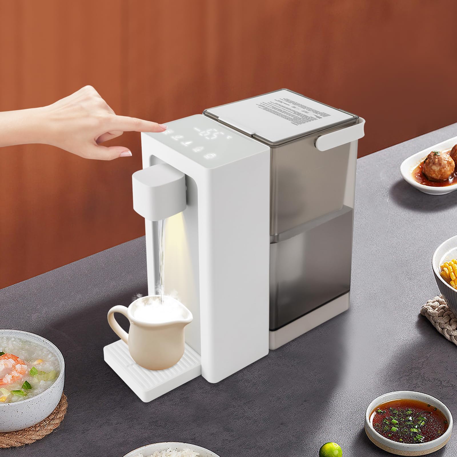 Water Dispenser Instant Hot Water Filter Dispenser Countertop Water Dispenser with 5 Temperatures Water & 3 Volume Settings & Safety Lock Desktop Water Dispenser for Home Office