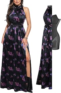 Wedding Guest Dress Formal Dresses for Women Shapewear Bodycon Fall Long Halter Cocktail Maxi Dresses