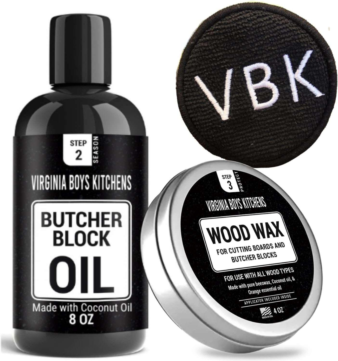 Butcher - Block Oil - no Mineral Oil - Food Grade Conditioner and Oil - Use for Wooden Cutting Boards - Full Size Wax and Oil and Wax Applicator